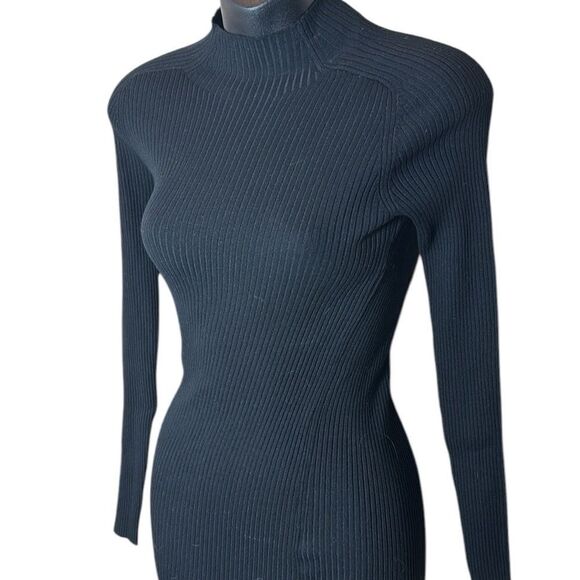 Wilfred women’s xxs alchemy midi dress black ribbed mock neck high slit sweater - Picture 3 of 6